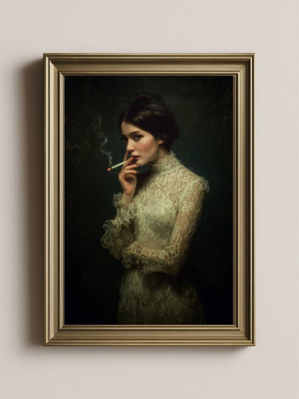 8.5"x11" Vintage Woman Smoking Painting Print